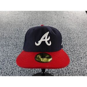 Atlanta Braves New Era 59FIFTY Fitted Hat Baseball Cap Size 7 1/8 Navy Red‎